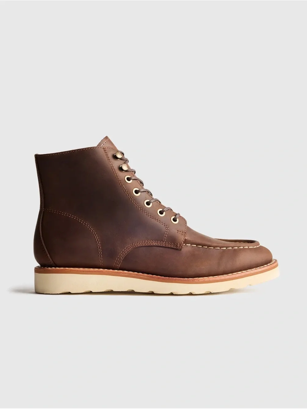 Quince NEW  Crafted Leather Moc Toe Size 11 Men’s Brown Cafe Boots